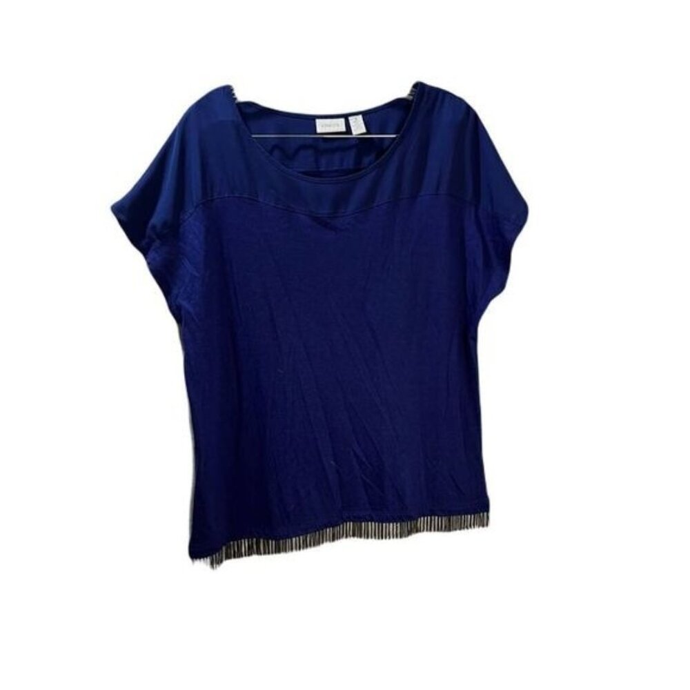 Royal Blue‎ Bohemian Top With Long Fringe Large NWT